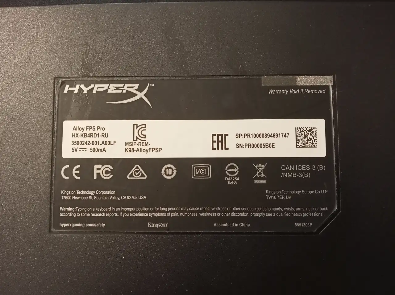 Продам клавиатуру HyperX Alloy FPS Pro Cherry MX Red, фотография 6