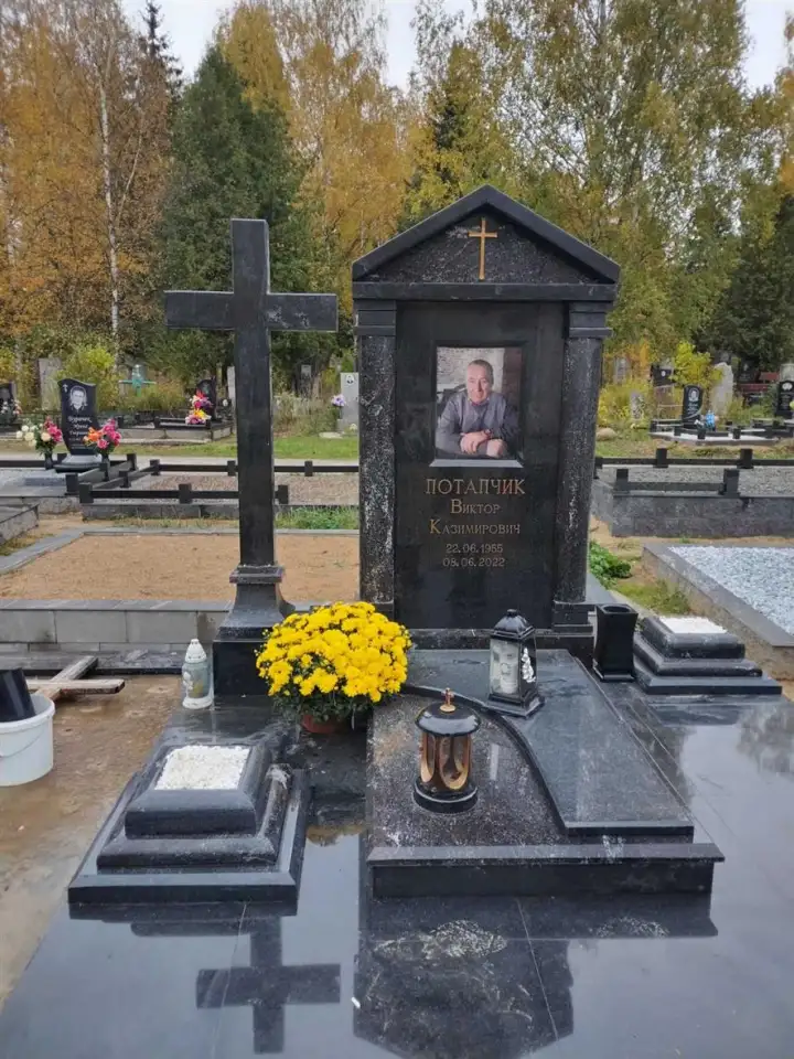 ПАМЯТНИК ГОРИЗОНТАЛЬНЫЙ НА 2ЧЕЛ. ИЗ ГРАНИТА В-10 Марьина Горка и рн, фотография 3