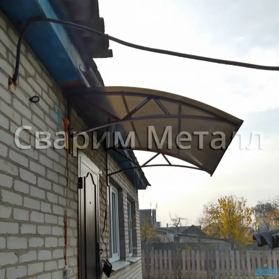 Козырьки из поликарбоната, стекла, металла и др, фотография 4