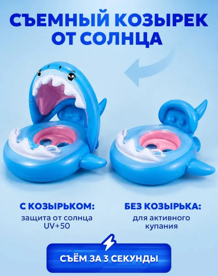 Круг надувной детский 1-5 лет с навесом от солнца, фотография 4