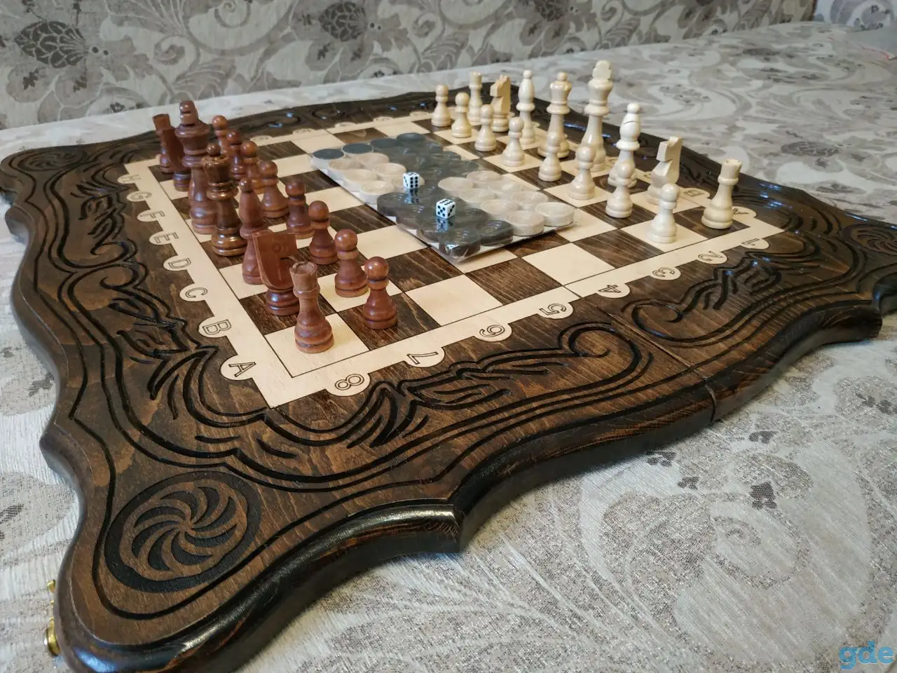 Hарды  шахматы из натурального дерева  60 х 60 см  Tavla , backgammon, фотография 8
