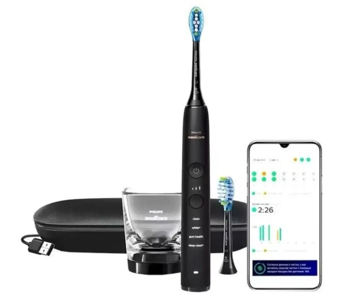 Электрическая зубная щетка philips diamondclean 9000 hx9913/18, фотография 1