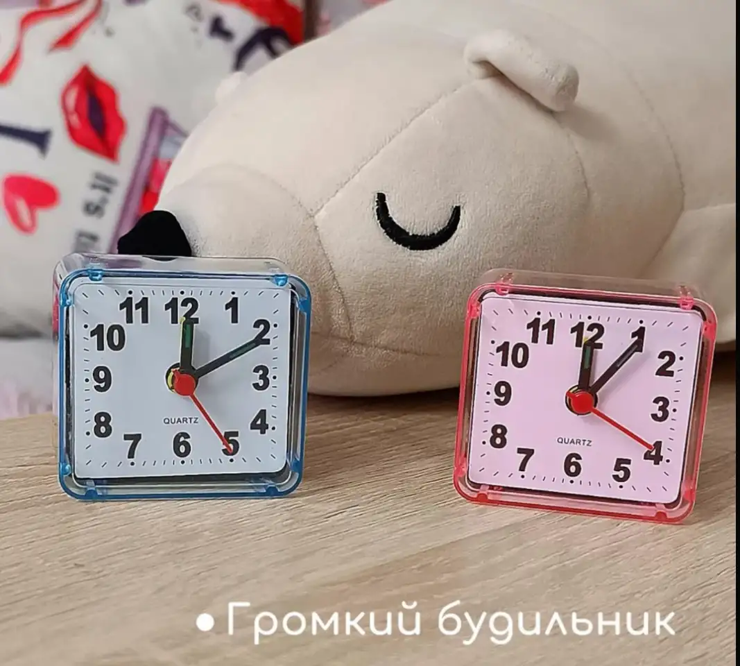 Будильник 6 на 6 см дорожный светятся стрелки 1 батарейка, фотография 4