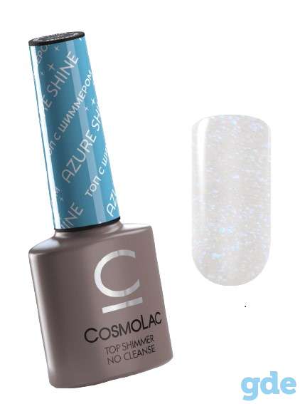 Финишное покрытие (без липкого слоя) с шиммером TOP SHIMMER AZURE SHINE Cosmo 7,5 мл, фотография 1