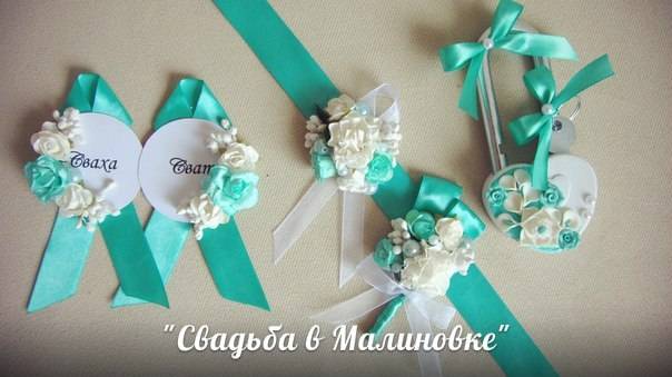 свадебные аксессуары, бокалы, очаг, бутоньерки, подвязка, букет, фотография 8