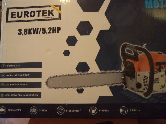 Бензопила Eurotek 3,8/5,2HP, фотография 2