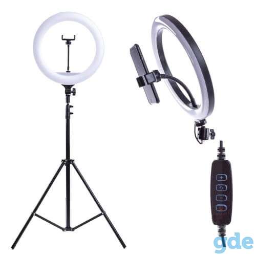 Кольцевая светодиодная лампа со штативом для профессиональной съемки Ring Fill Light 26 см, фотография 1