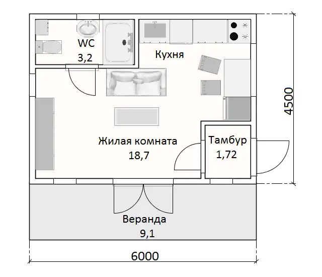 Дачный дом 6х6 м, фотография 4