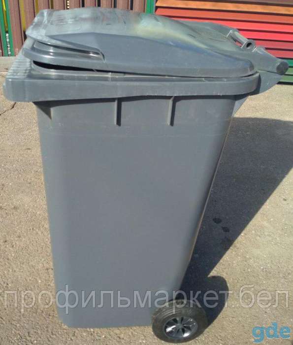 Пластиковый контейнер для мусора 240 л серый, фотография 5
