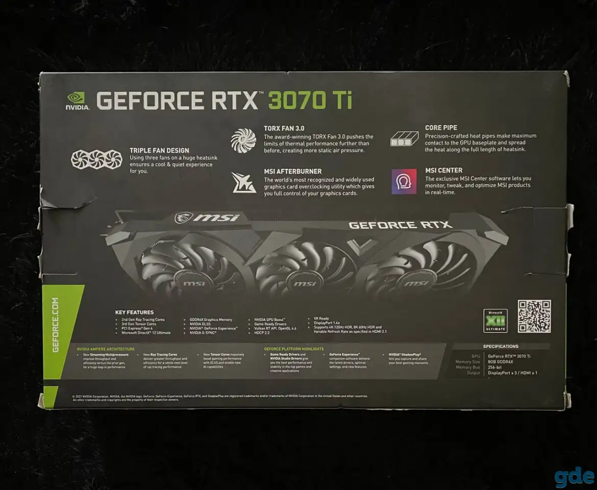 Видеокарта MSI GEFORCE RTX 3070 Ti VENTUS З X, фотография 3