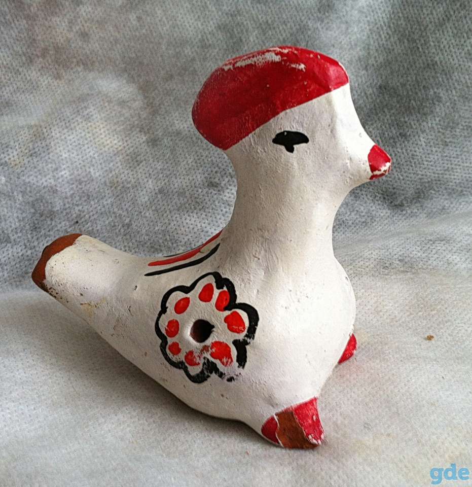 глиняная игрушка-свистулька Петушок. Народные промыслы СССР, фотография 1