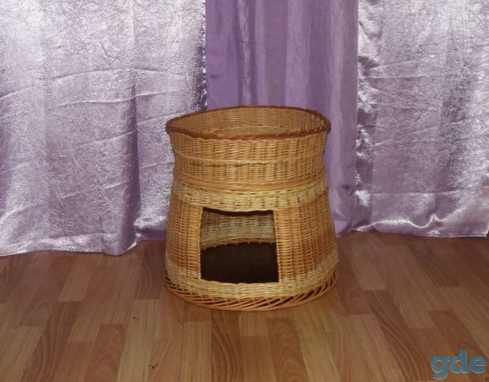 Домик для кошки из ивовой лозы с лежанкой, фотография 4