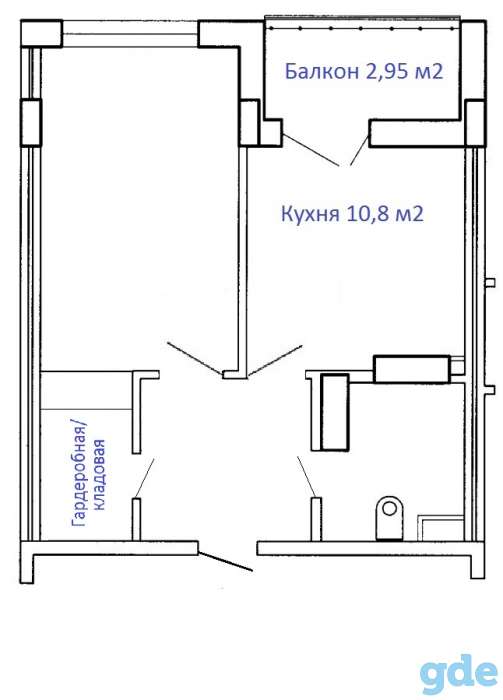 1 ком.кв г. Минск, ул. Горецкого 3, 18/19, площадь 42,3 м2, фотография 1