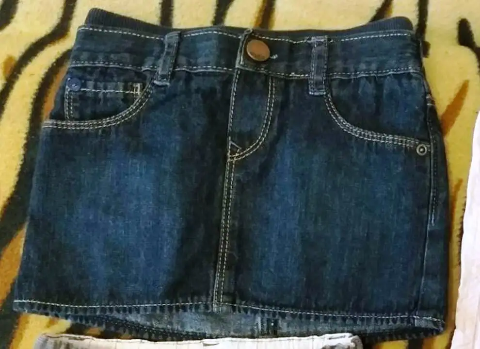 Юбка джинсовая, синяя, на 1-2года р.86-92, б.у, фотография 1