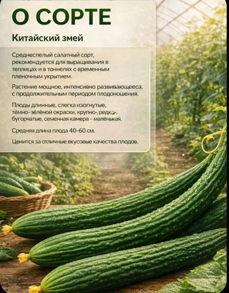 Огурцы салатные 1кг в день теплица китайский змей, фотография 1