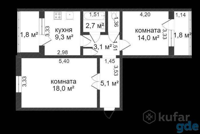 Чистая продажа 2-х комнатная Гатово, фотография 1