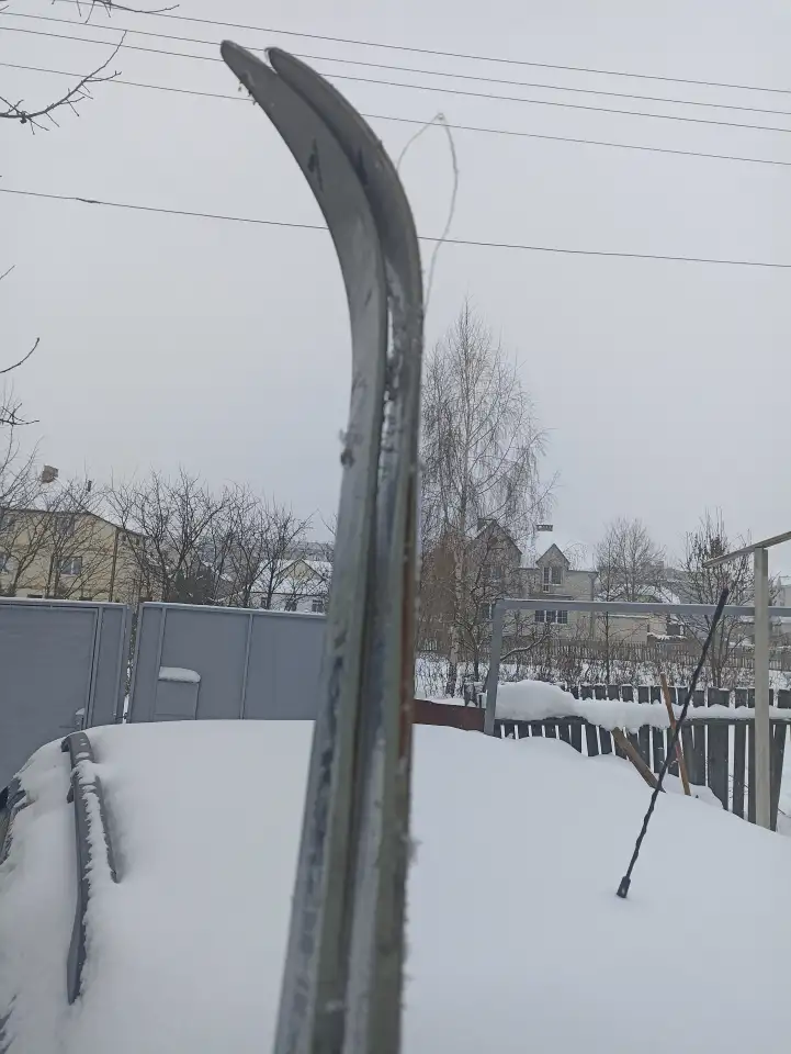 Лыжи совецкие телеханы 215 с креплением без палок, фотография 4
