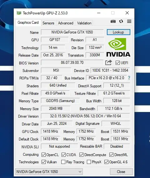 MSI Geforce GTX 1050 Gaming X 2GB GDDR5, фотография 2