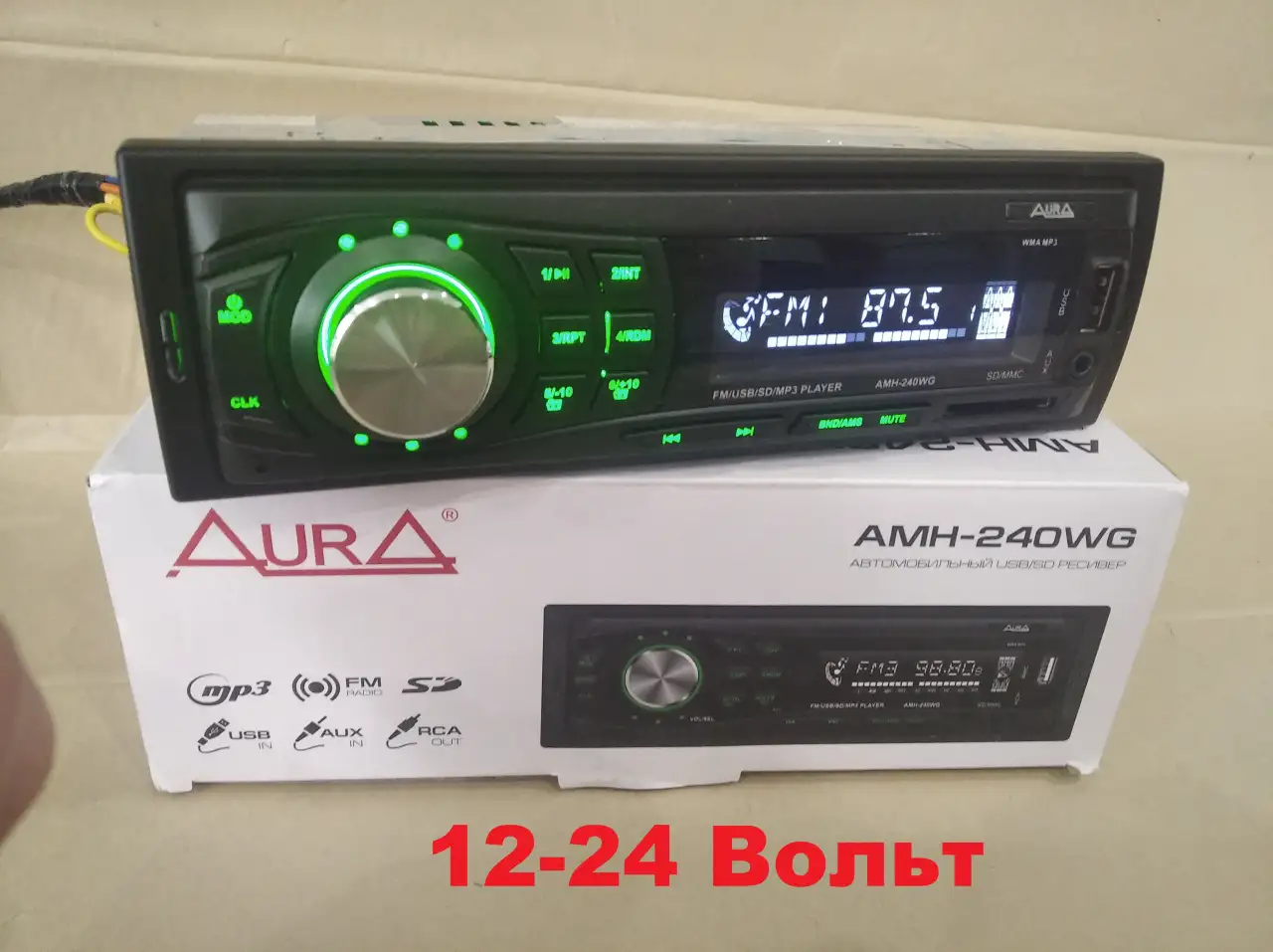 USB Автомагнитола AURA AMH-240WG. 12,24 ВОЛЬТ, фотография 1