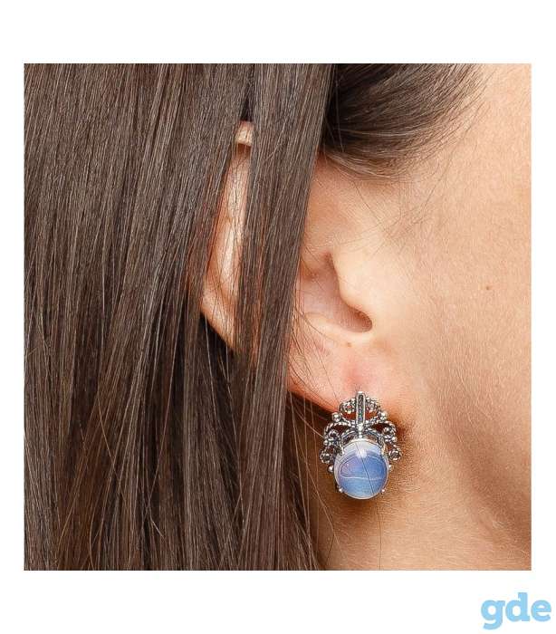 Продам серьги с лунным камнем (посеребрение), фотография 2