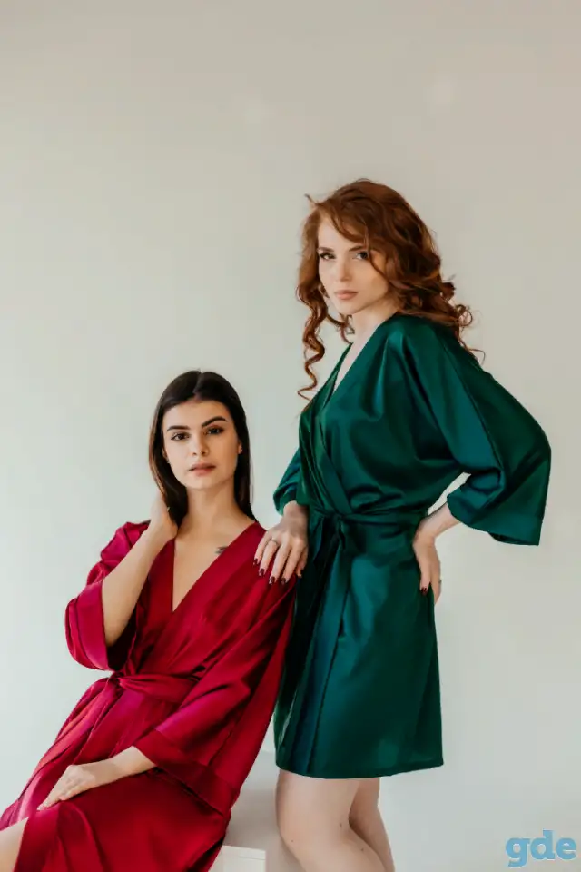 Женский шелковый Халат, есть разные цвета, фотография 4