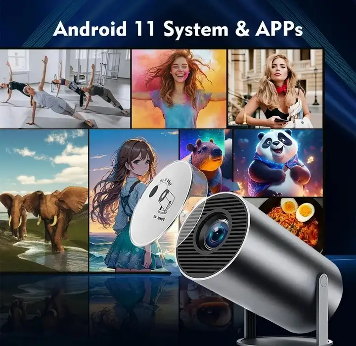 Портативный WiFi 3D Кино игровой проектор HY300 игры, беспроводные джойстики, Android 11, USB, HDMI, пульт ду, 20.000, фотография 7