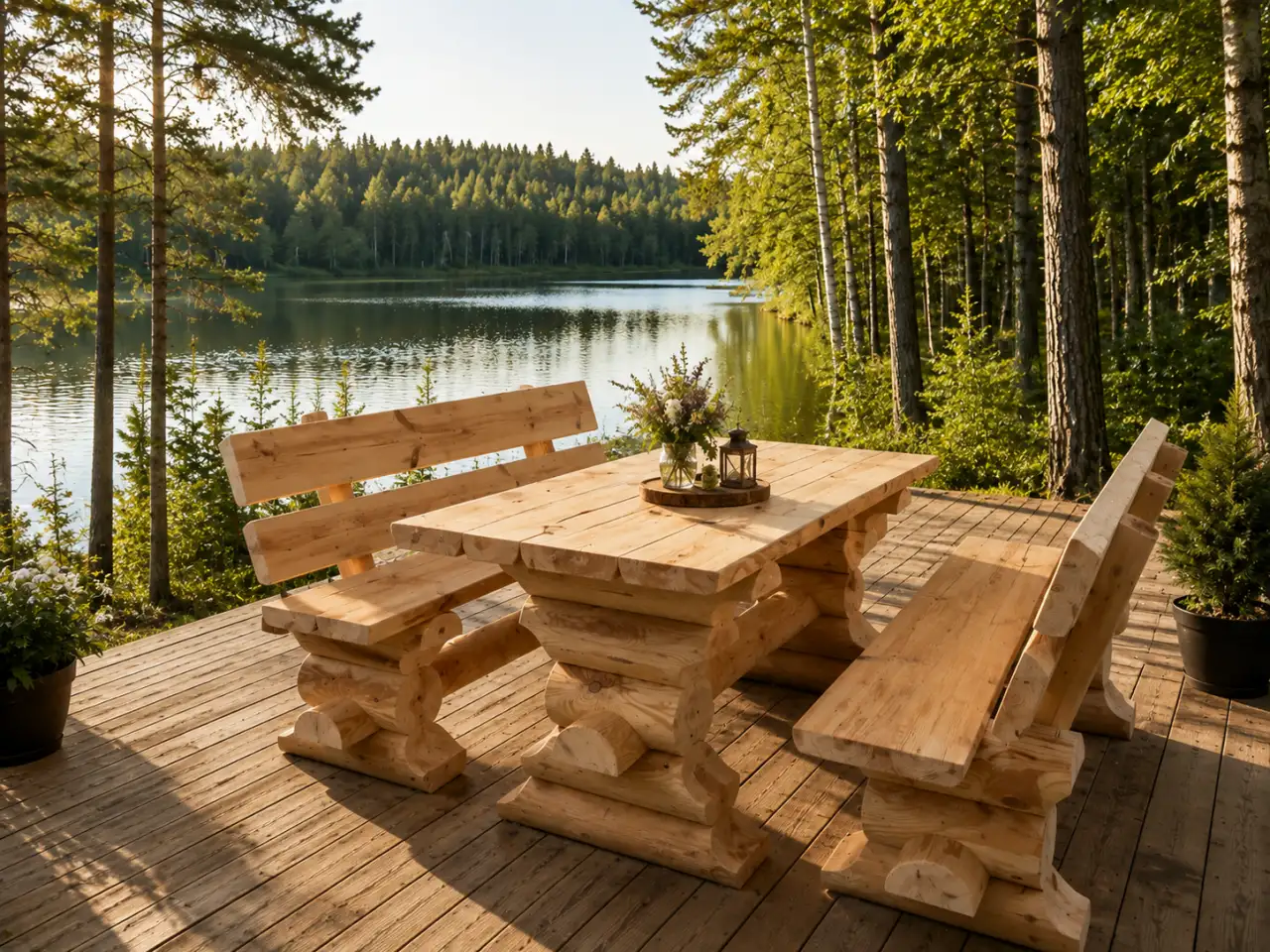 Комплект лавочек из оцилиндрованного бревна, фотография 3