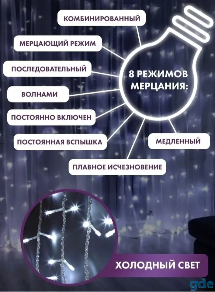Штора гирлянда, фотография 3