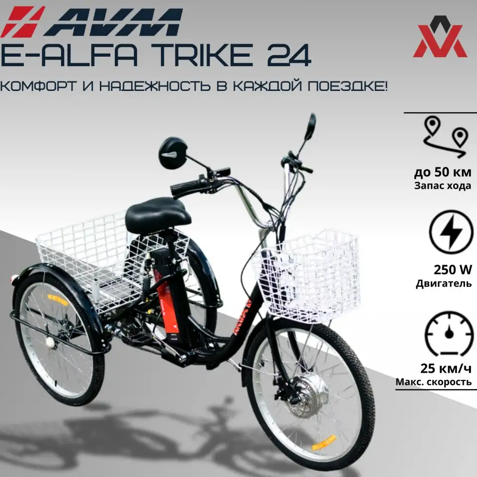 Электровелосипед AVM E-ALFA TRIKE 24, фотография 1