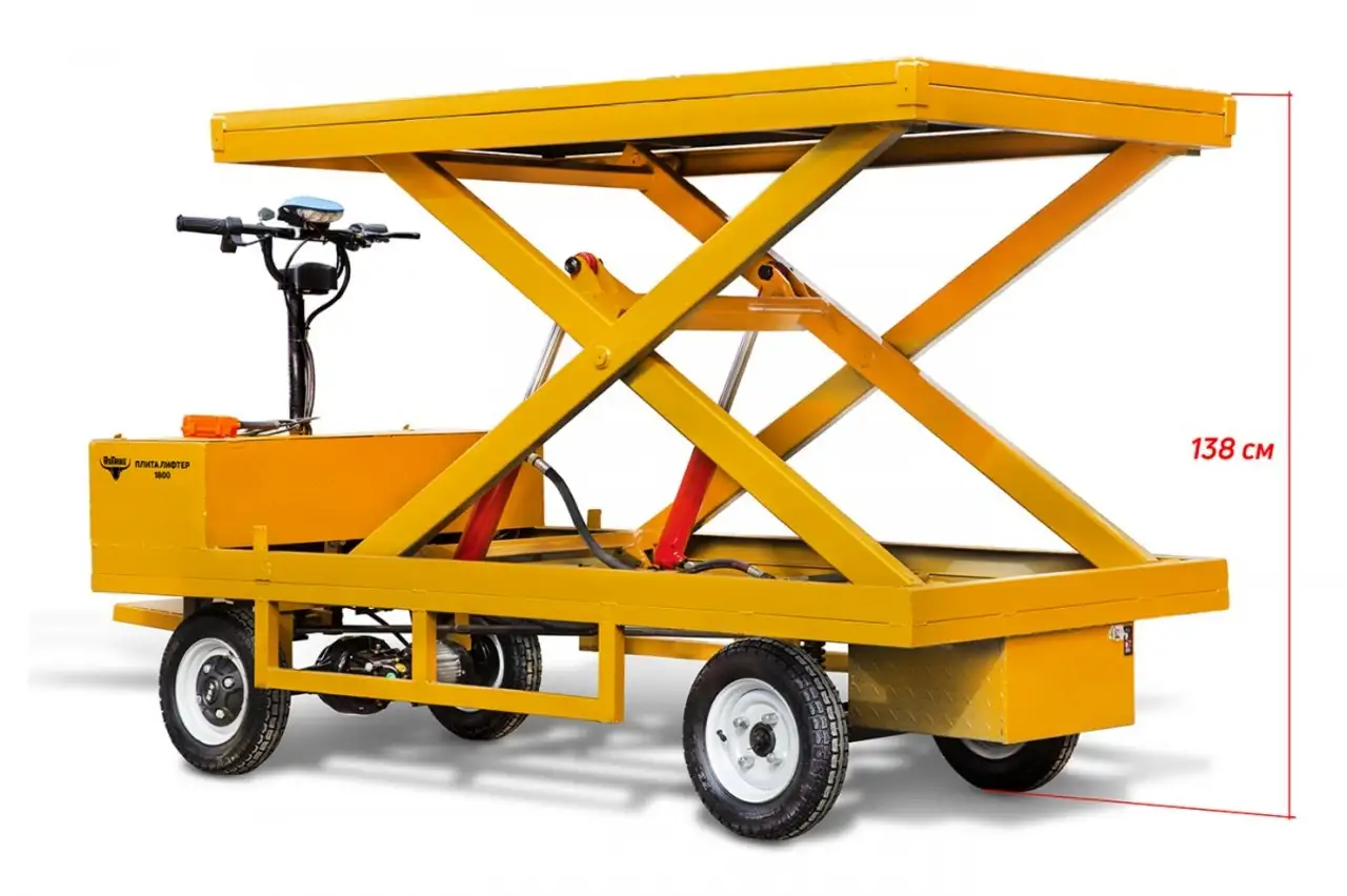 Платформенная тележка электрическая rutrike плита лифтер 1800 с гидроподъёмником, фотография 5