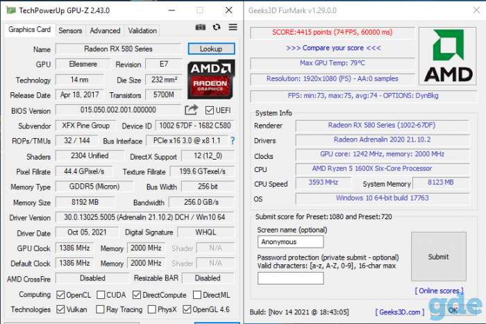 XFX RX 580 GTS XXX Ed. OC 8GB GDDR5, фотография 4