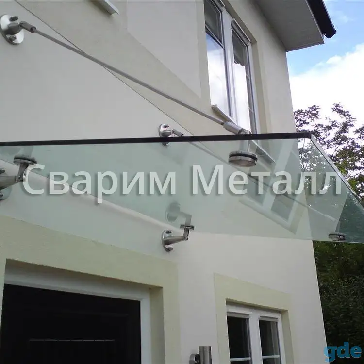 Козырьки из поликарбоната, стекла, металла и др, фотография 9