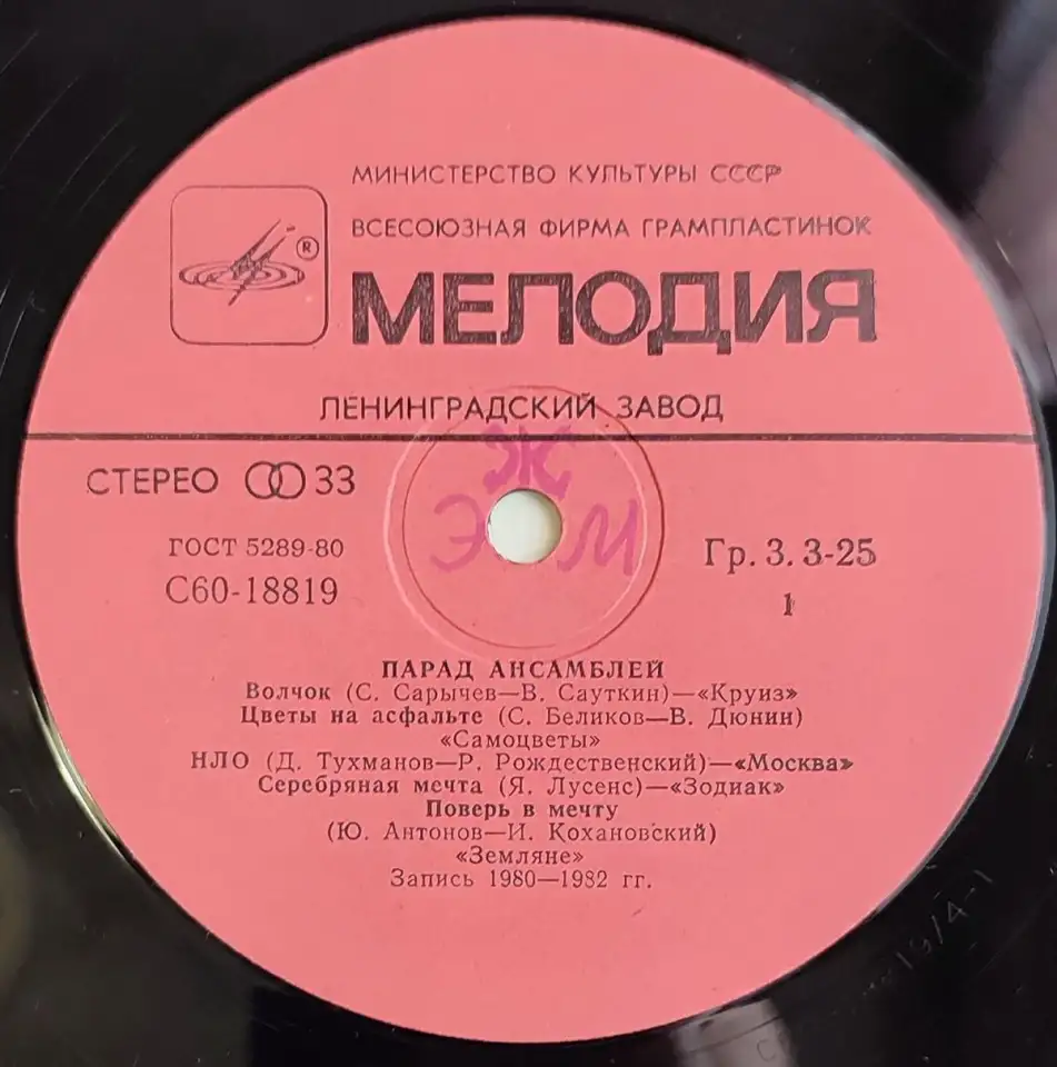 Грампластинка Эстрада - Парад ансамблей (1981), фотография 5