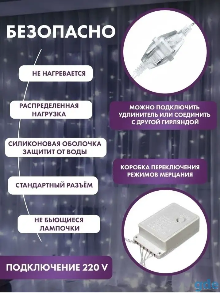 Штора гирлянда, фотография 2
