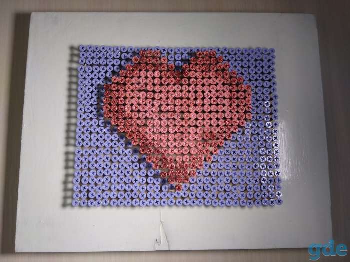 Картина из саморезов Сердце Screw Art картина. 3D панно, фотография 5