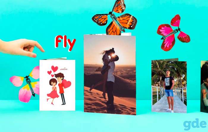 Открытка с вылетающей бабочкой Boomfi - fly в индивидуальном стиле, фотография 1