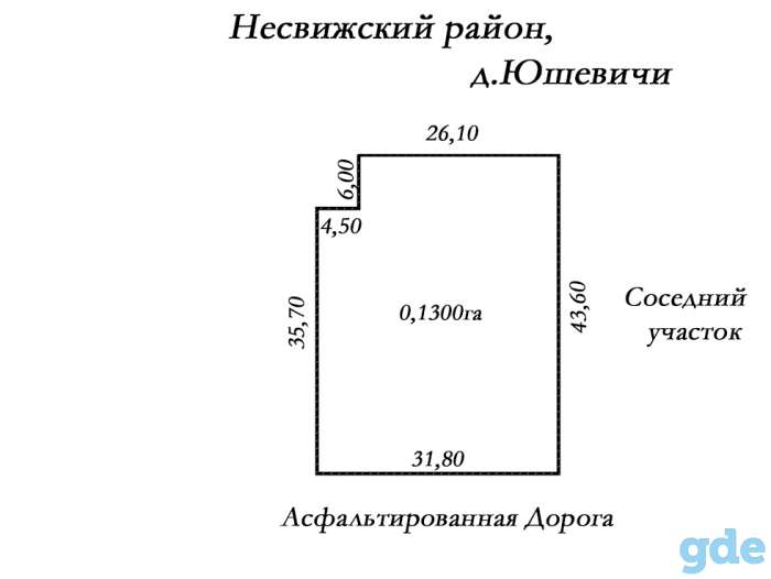 Продается УЧАСТОК С ДОМОМ 13сот. в 8км от Несвижи.д.Юшевичи, фотография 1