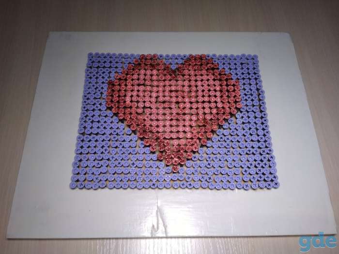 Картина из саморезов Сердце Screw Art картина. 3D панно, фотография 7