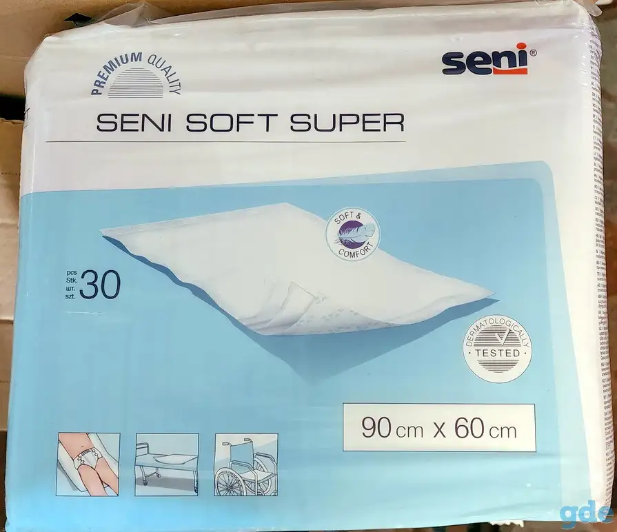Пелёнки гигиенические впитывающие SENI Super Soft 90х60см 30шт. 4 капли, фотография 3