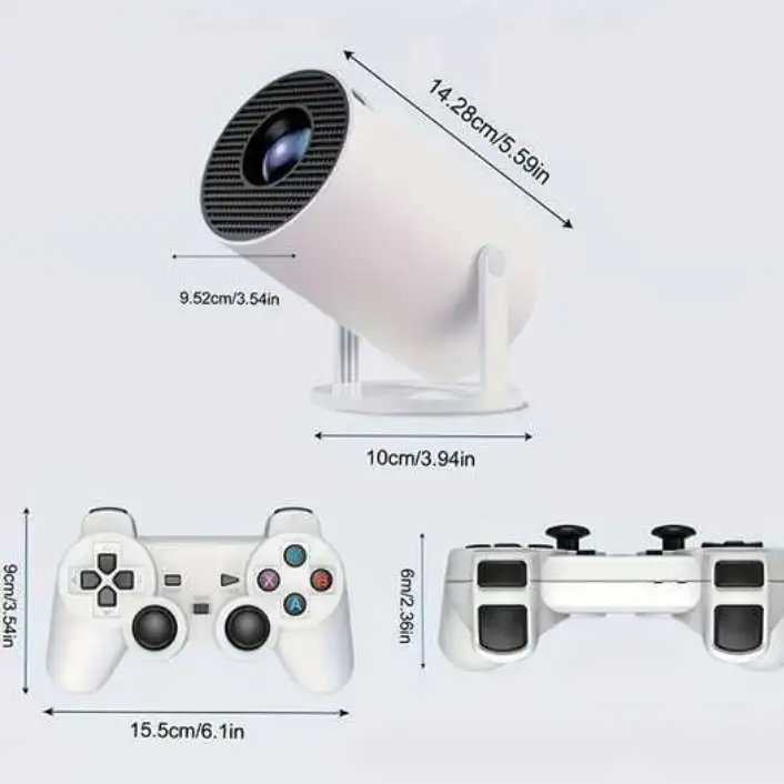 Портативный WiFi 3D Кино игровой проектор HY300 игры, беспроводные джойстики, Android 11, USB, HDMI, пульт ду, 20.000, фотография 4