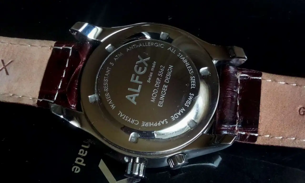 Мужские новые Alfex swiss made кварц,42mm, GMT  большая дата, фотография 3