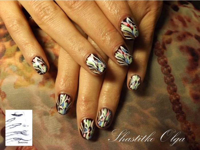 Покрытие гель лак “Shellac”, дизайн гель лаками, наращивание ногтей, маникюр, фотография 4