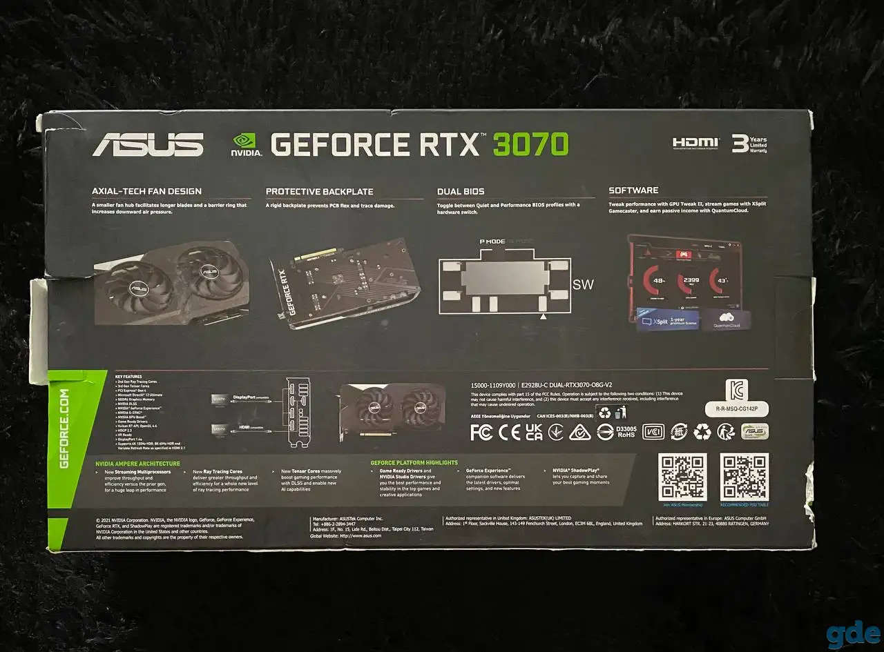 Видеокарта ASUS DUAL GeForce  RTX 3070, фотография 3