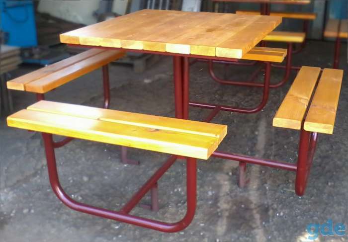 Скамьи со спинкой и без спинки, стол со скамьями, фотография 6
