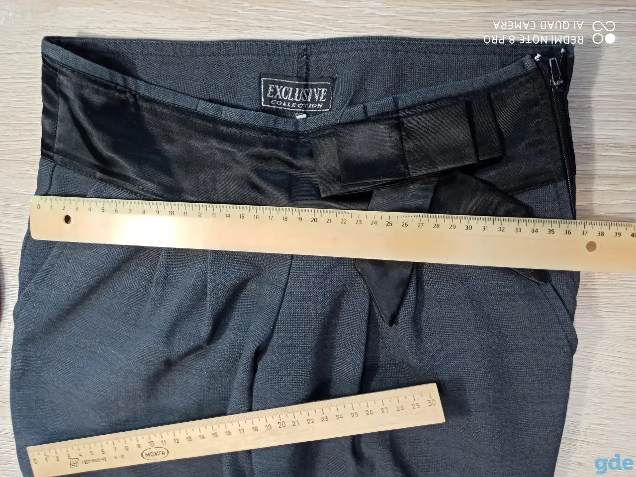 Брюки дамские EXCLUSIVE с оригинальным декором (бант на поясе) размер  42-44/2-5 тёмно-серого цвета., фотография 4