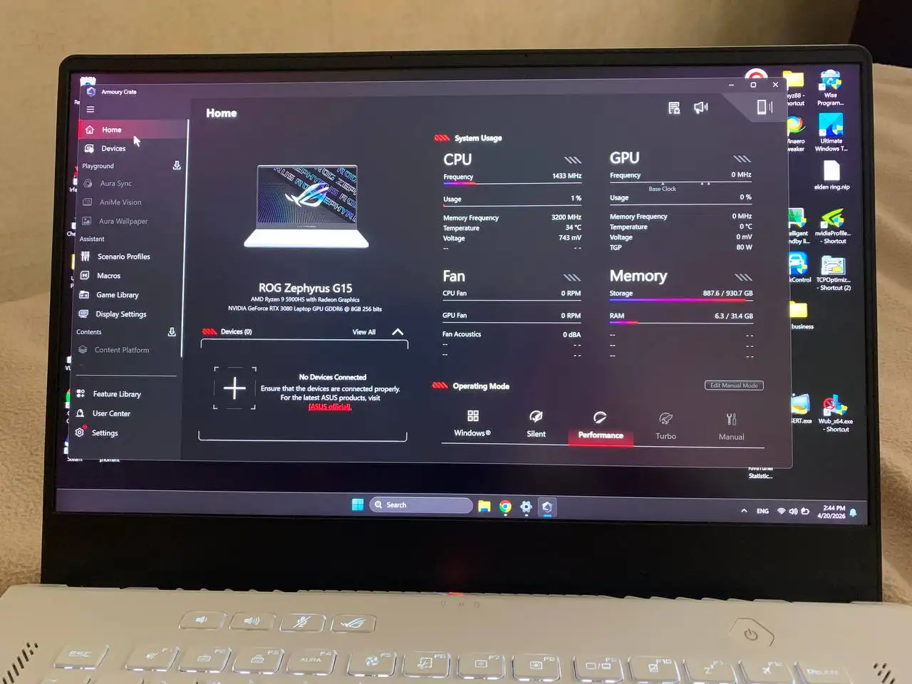 ASUS ROG Zephyrus G15 32GB игровой ноутбук, фотография 7