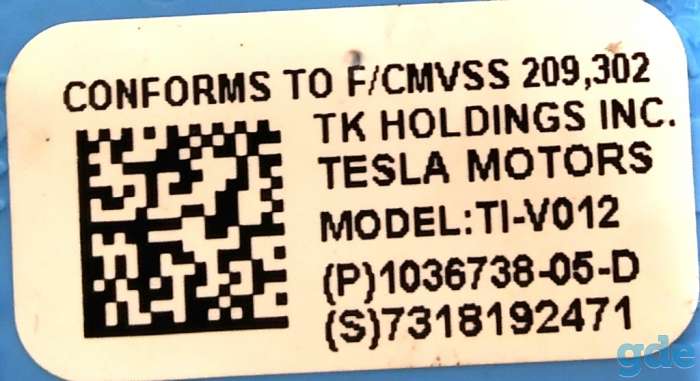 Зап. части для авто Tesla. Ремень безопасности передний правый (пассажирский) (BLK) Tesla model XE, фотография 6