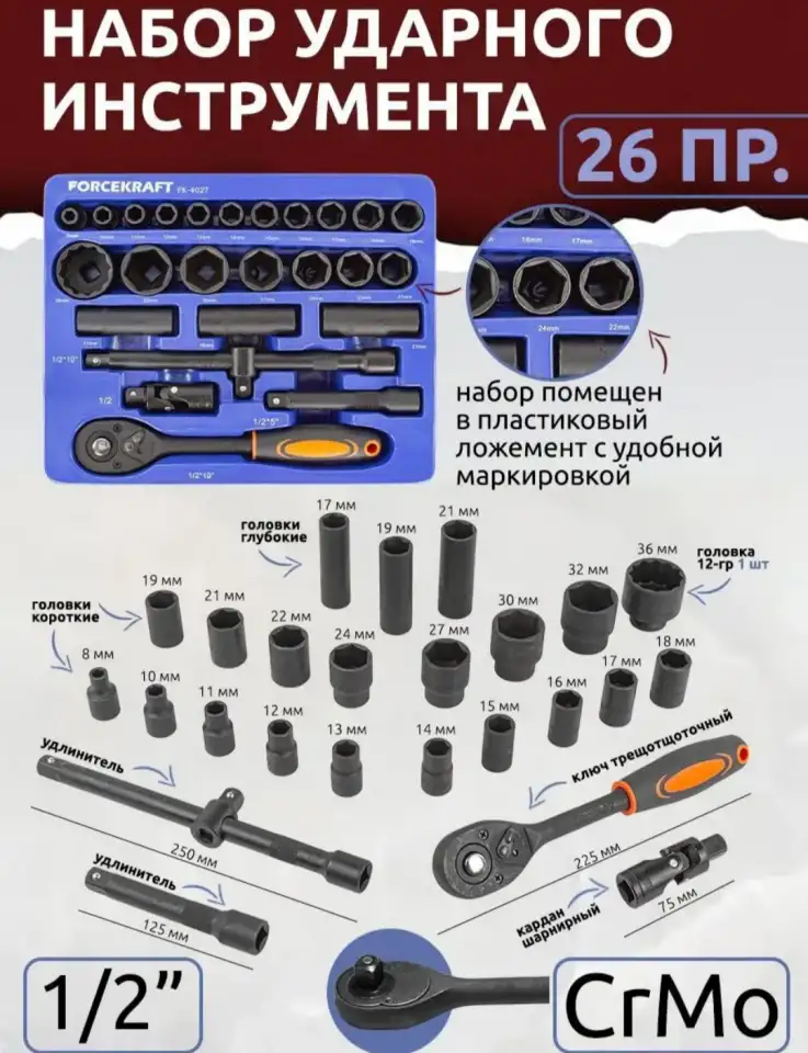 Головки ударные CR MO, фотография 4