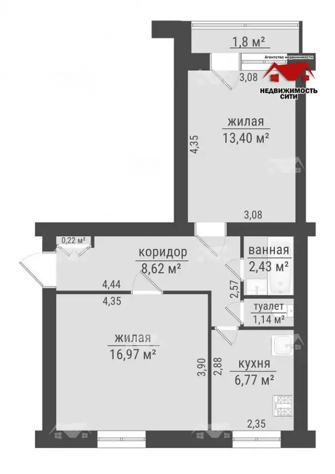 2-комн. квартира ул.Я.Коласа д.19 г.Мозырь, фотография 10