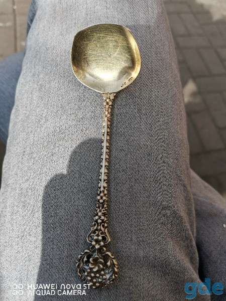 Серебряная винтажная ложка 916пр. В позолоте, фотография 2